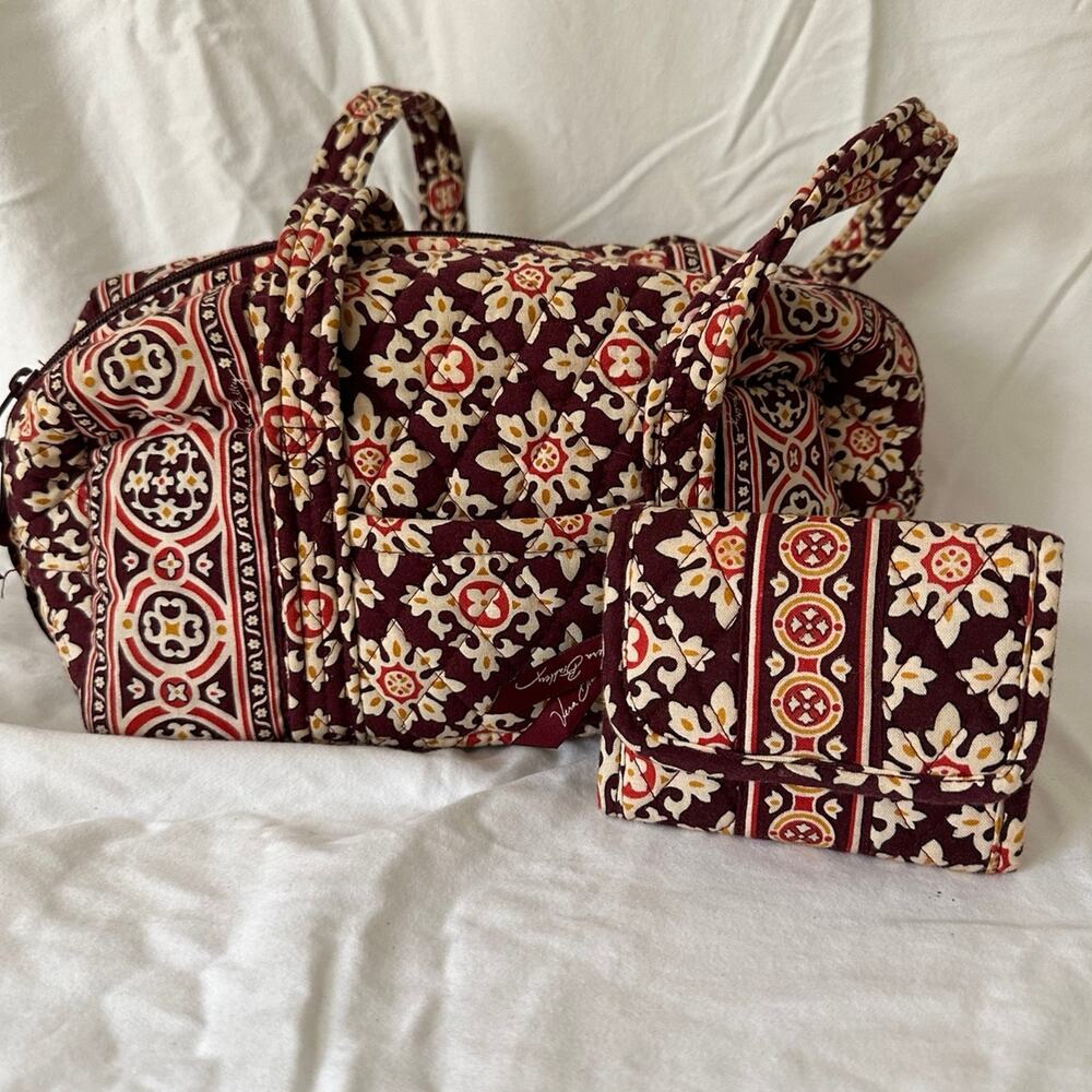 Vera Bradley Duffle Purse and Wallet Set - Brown